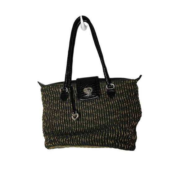 Brighton wicker‎ straw two toned/black brown shoulder bag - Picture 1 of 3